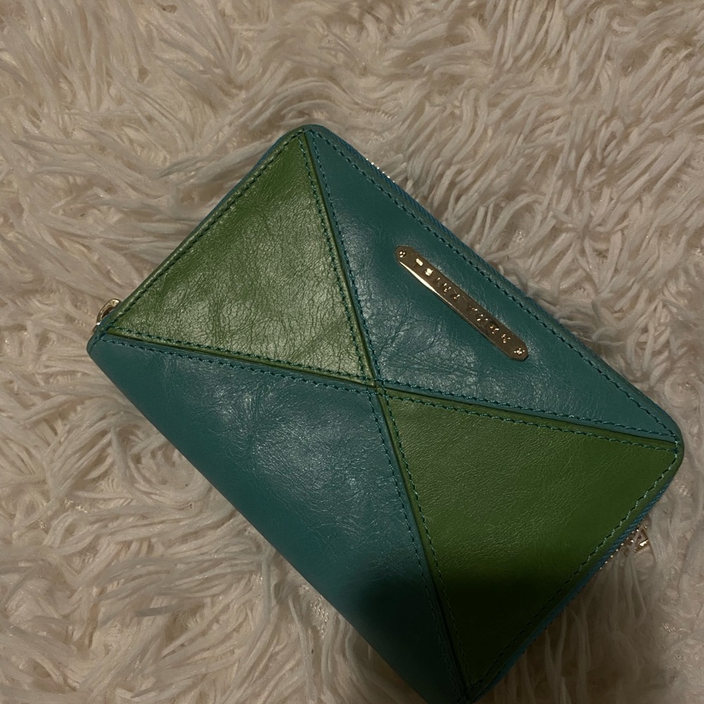Trina Turk Blue/Green Colorblock Leather Wallet